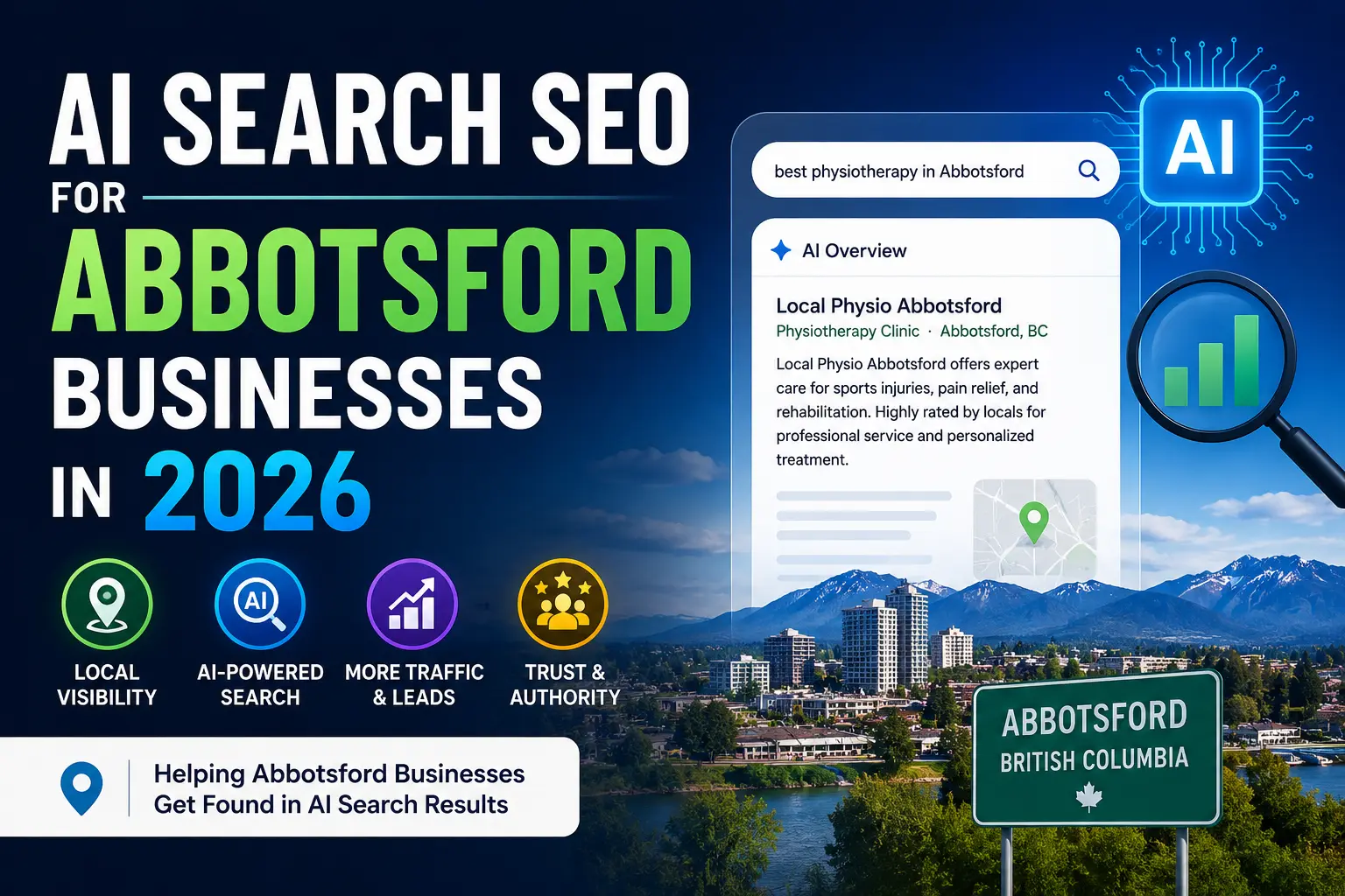 AI SEO Abbotsford, AI search optimization Abbotsford, Abbotsford local SEO, local SEO Abbotsford, Google AI search, AI search SEO 2026, Abbotsford business SEO