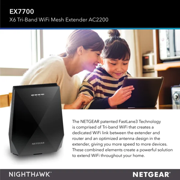 EX7700 NIGHTHAWK X6 TRI-BAND WIFI MESH EXTENDER - AC2200 - Image 2