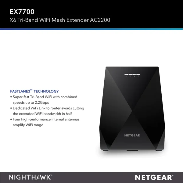 EX7700 NIGHTHAWK X6 TRI-BAND WIFI MESH EXTENDER - AC2200 - Image 4