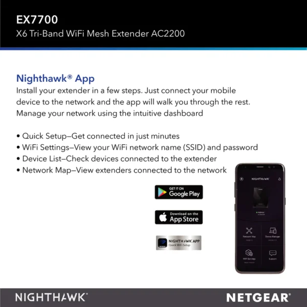 EX7700 NIGHTHAWK X6 TRI-BAND WIFI MESH EXTENDER - AC2200 - Image 6