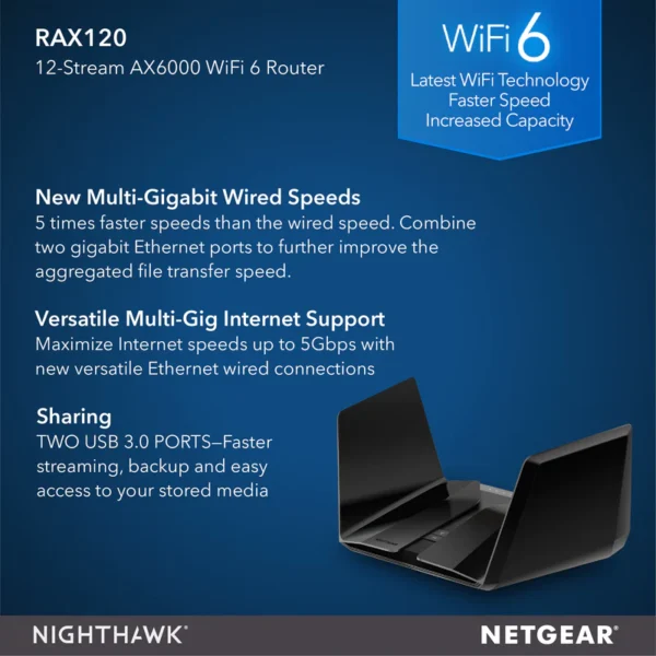 NIGHTHAWK RAX120 AX12 WIFI 6 ROUTER - AX6000 - Image 7