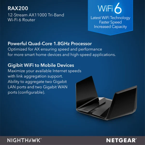 NIGHTHAWK RAX200 TRI-BAND AX12 WIFI 6 ROUTER - AX11000 - Image 4